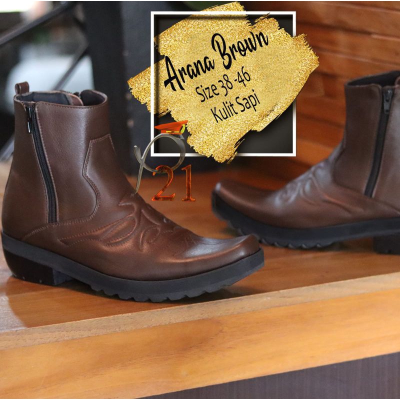 Sepatu P21 Arana Brown || Sepatu Pria