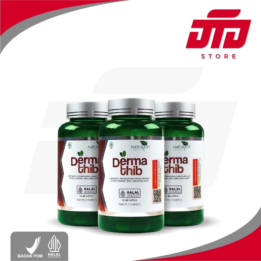 Kapsul Dermathib Suplemen Obat Jerawat dan Obat Jerawat Paling Ampuh BPOM HALAL [3 Botol]