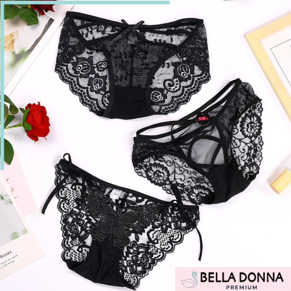 KODE AT688 celana dalam wanita brukat celana dalam wanita sexy hot hitam transparan