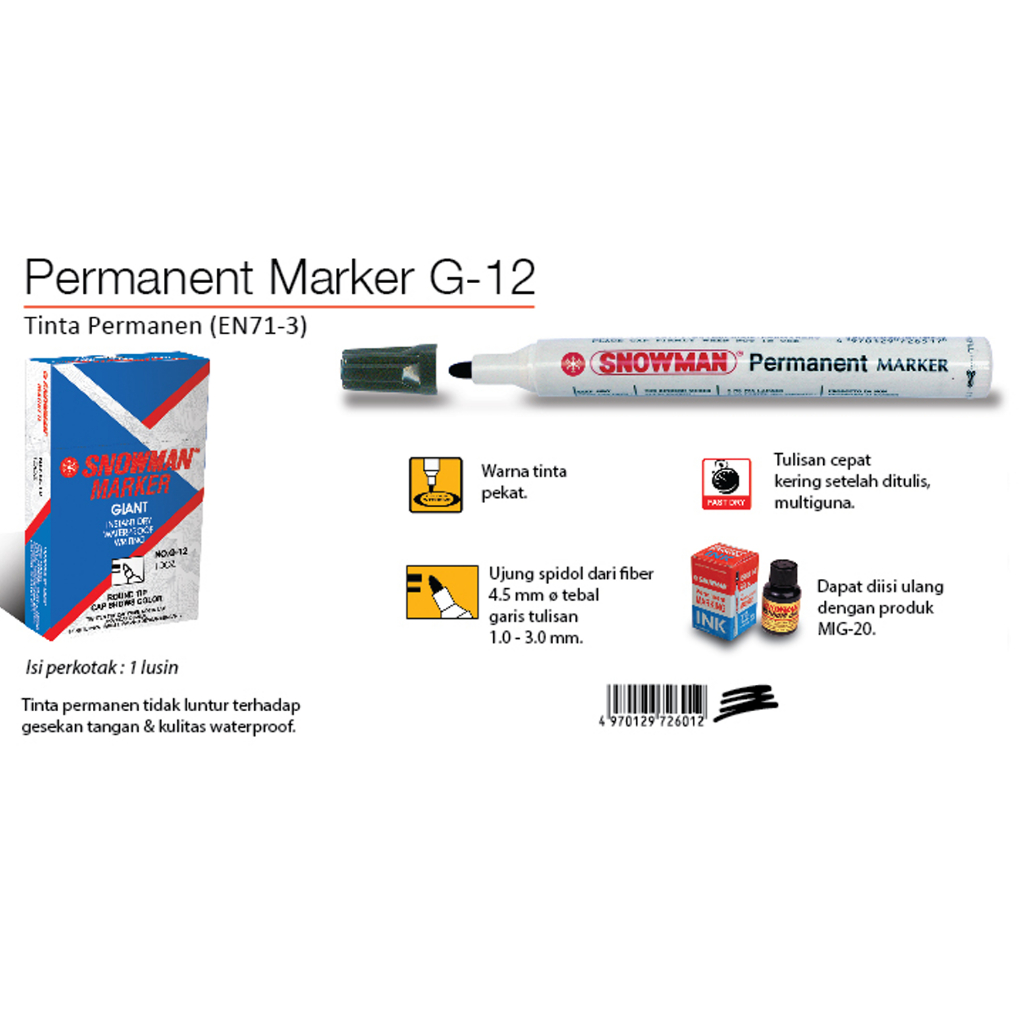 

Snowman Marker Permanent Hitam G-12
