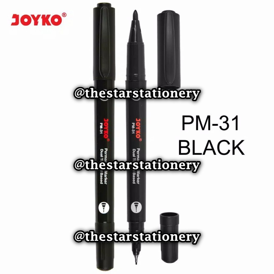 

(1 Biji) GROSIR Permanent Marker Joyko PM-31 Dual Tip Hitam / Spidol Permanent Marker Joyko PM31