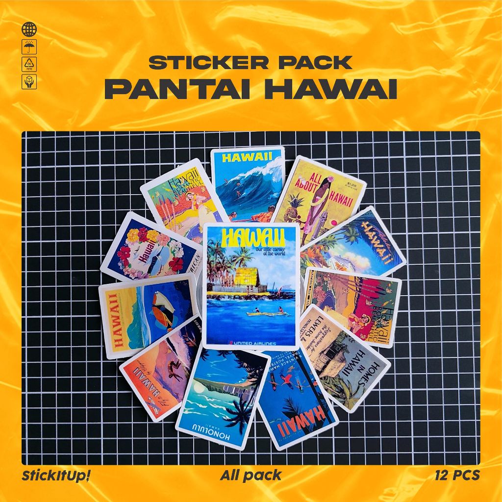 

COD✨ StickItUp Stiker Pack Poster Hawaii Aruba Brooklynsan Francisco Colorfull Keren Untuk Koper Laptop Skateboard
