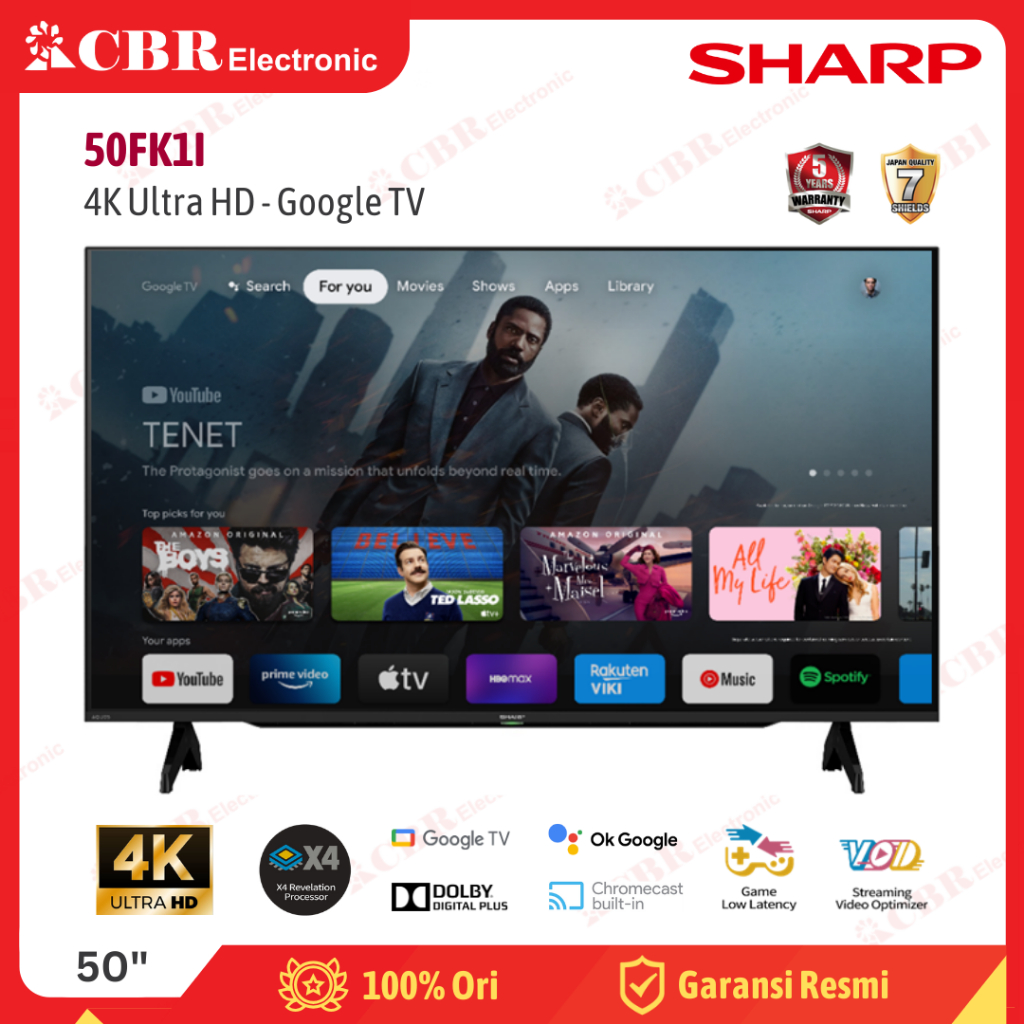 TV SHARP 50 Inch LED 50FK1I (4K UHD-Google TV)