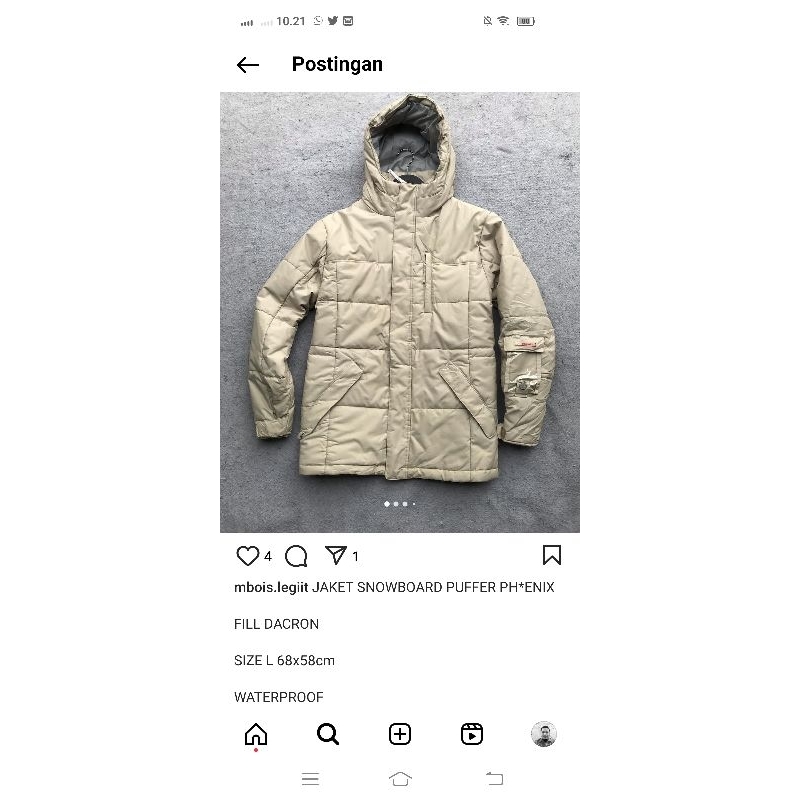 jaket snowboard puffer phe+nix