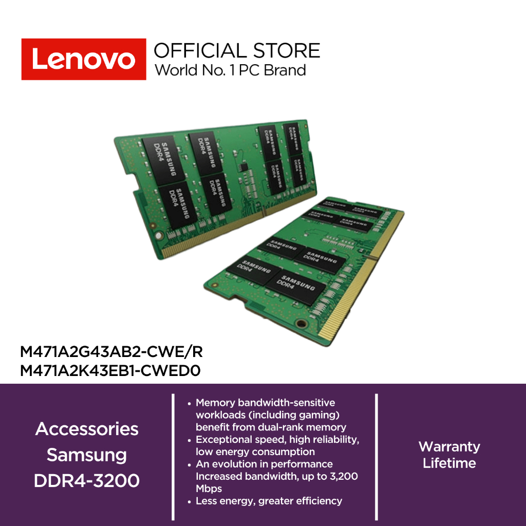 Samsung 16GB DDR4 3200MHz Non-ECC Memory RAM SODIMM M471A2G43AB2-CWE/R | M471A2K43EB1-CWED0 for Lapt