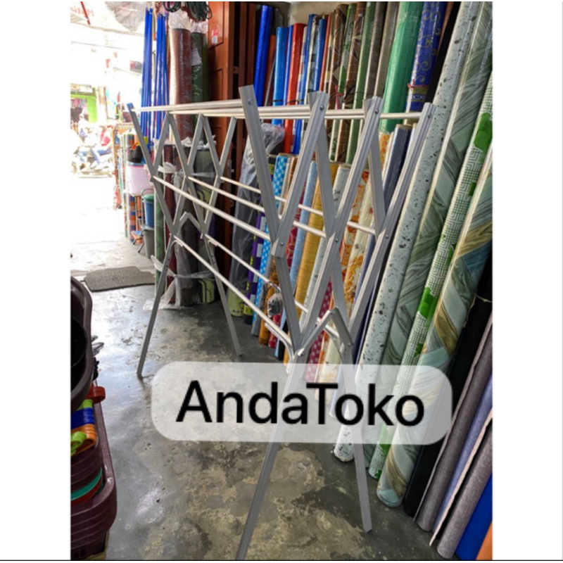 Jemuran Kain Jemuran Lipat Jemuran Aluminium Ukuran 1,5Meter 9Jalur (DIKIRIM POSISI BELUM DIRAKIT)