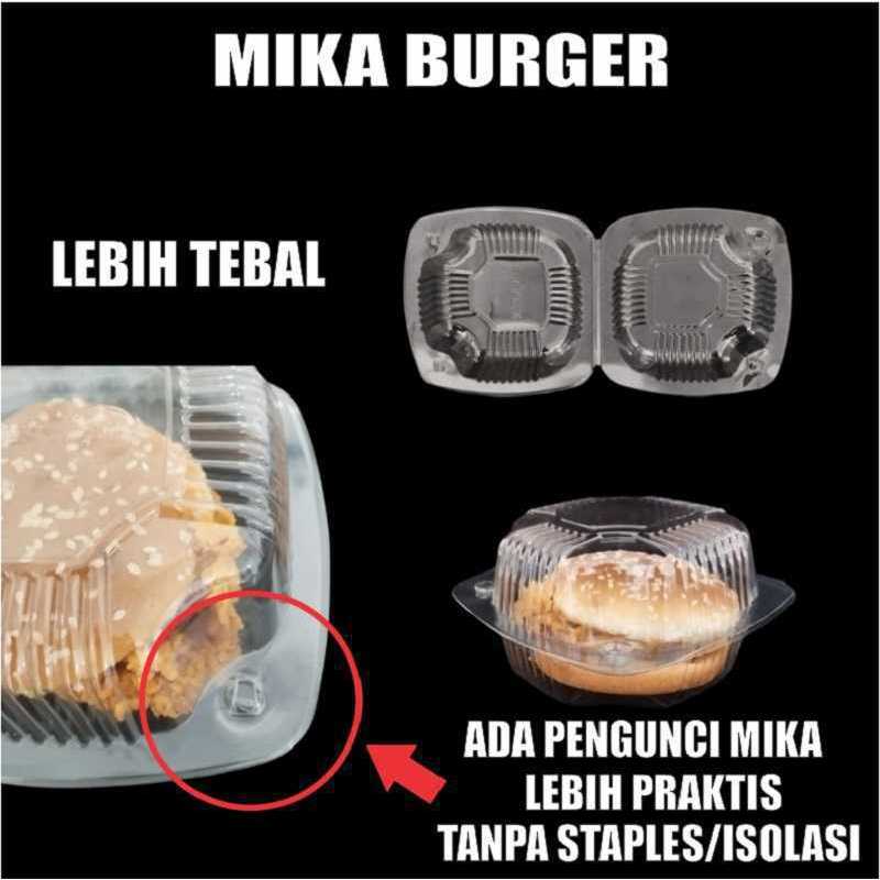 Mika Burger HB Plastik Bening Roti Donut Hamburger /Pack Tebal