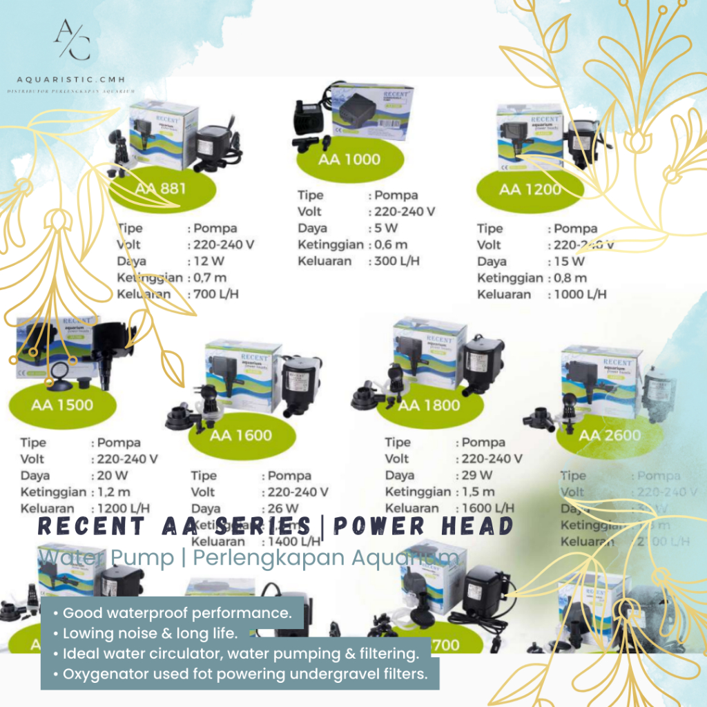 RECENT - AA 3000 Pompa Aquarium 2400 LPH Powerhead