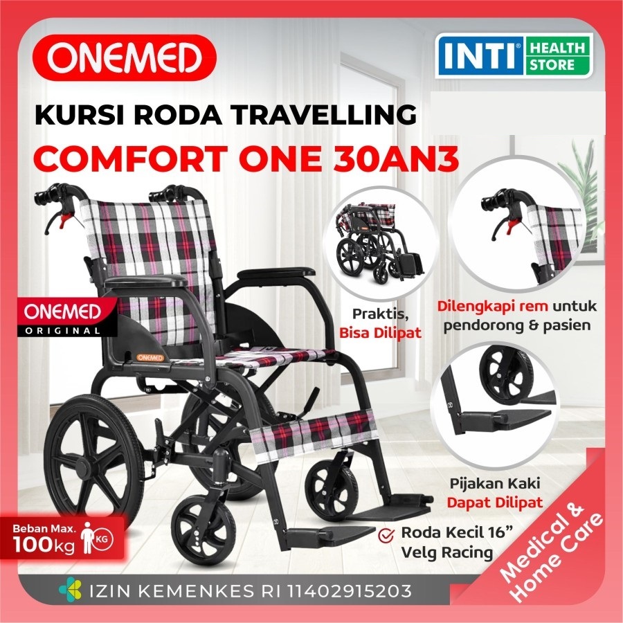ONEMED | Kursi Roda Comfort One 30 AN 3 | Kursi Roda Ban Sedang