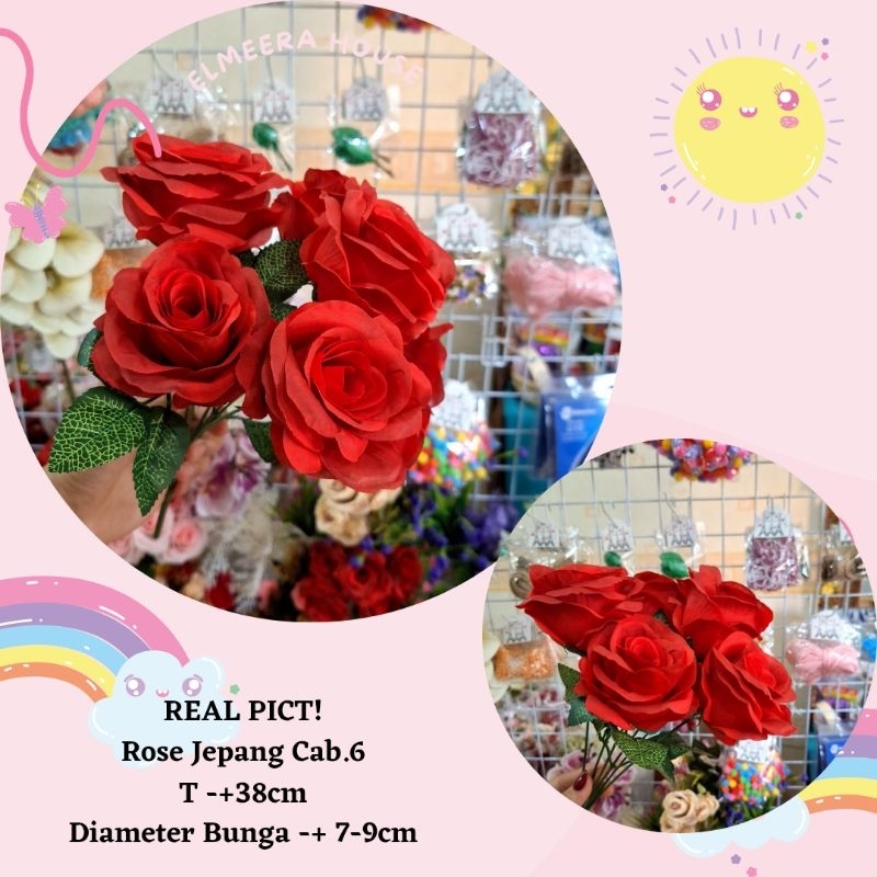 Bunga Mawar Jepang| Tropis Artifical | Bunga Dekorasi