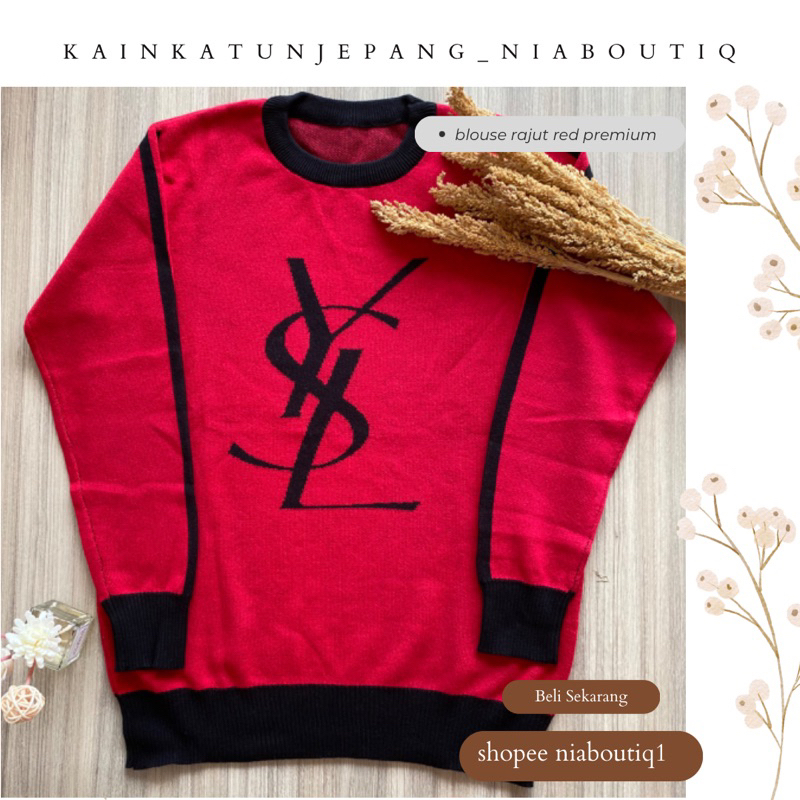 Baju rajut blouse blus import wanita premium - merah
