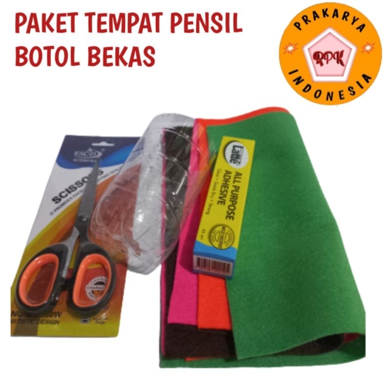 

Paket Bahan Tempat pensil botol bekas setengah jadi