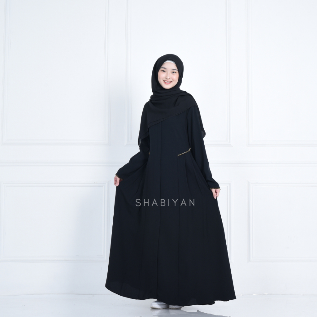 SHABIYAN 449 Gamis Hitam Polos Abaya Premium | Esra-Jumbo