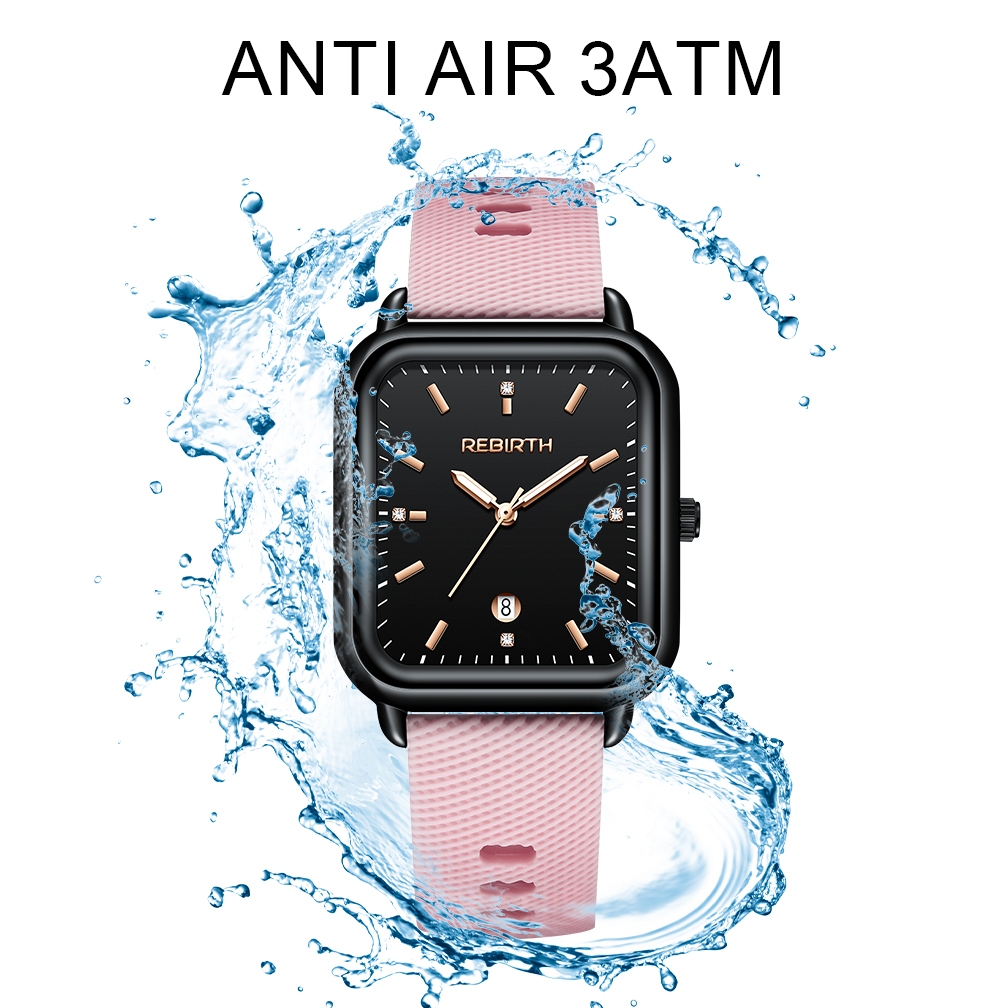 REBIRTH Jam Tangan Wanita Korea Anti Air Kuarsa Kasual Elegan Tali Silikon Jam Tangan Cewek Original-6