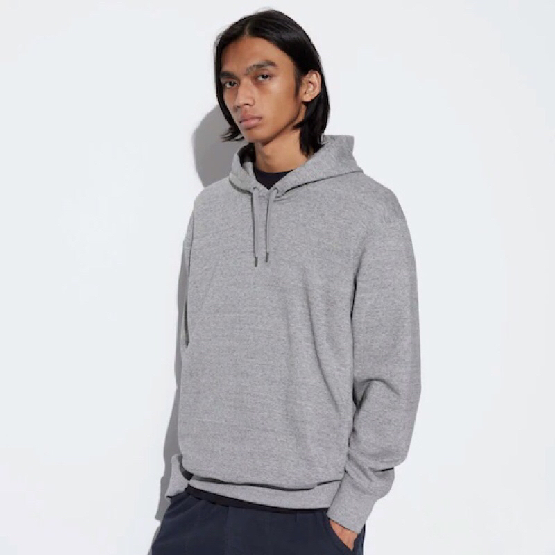 UNIQLO Men Sweat Pullover Hoodie Sweater Pria Lengan Panjang Gray