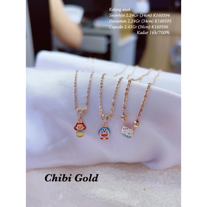 kalung emas set anak anak kalung emas 700 kadar 16k G160594 chibi gold