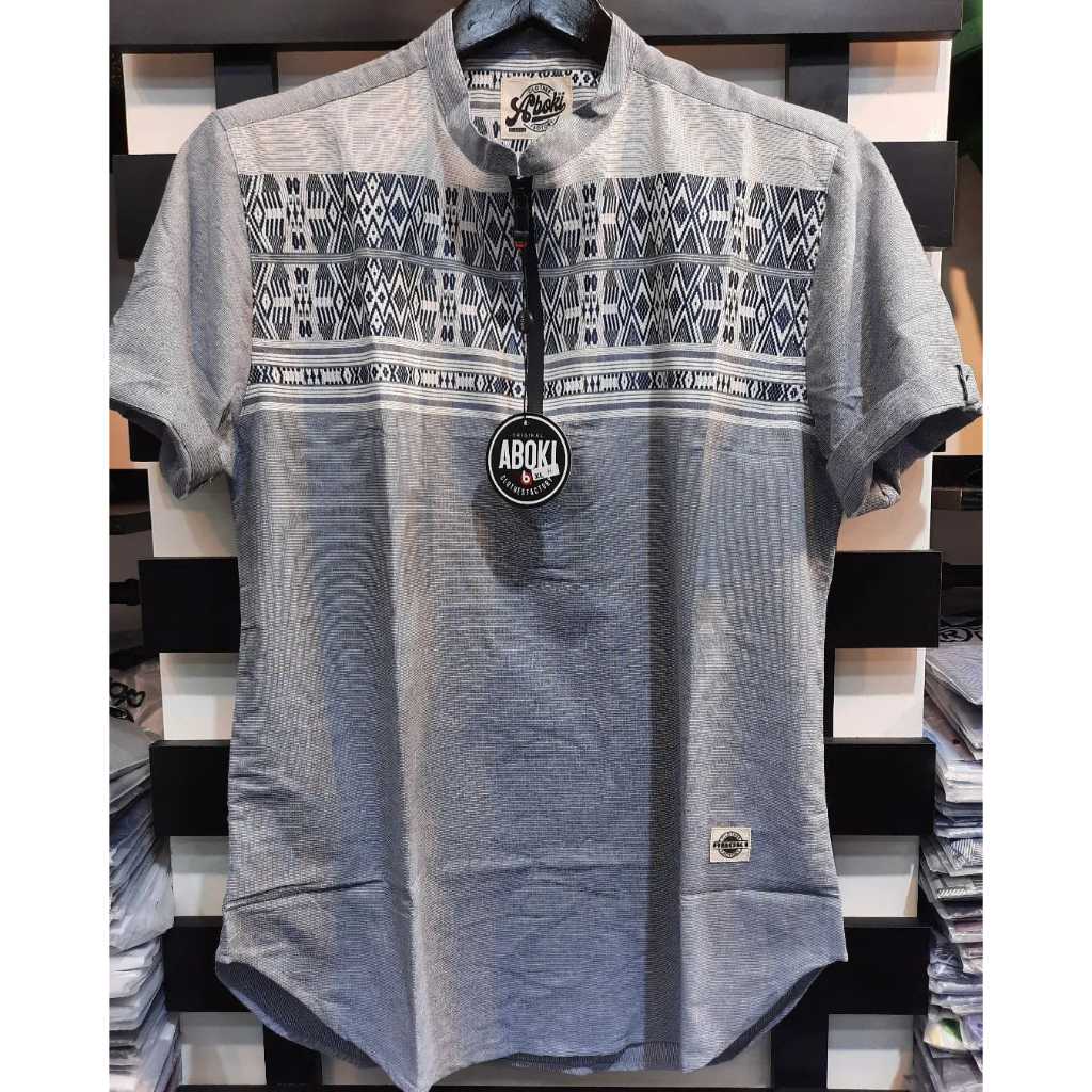 [ Nitaranz ] ABOKI Baju Koko Bordir Premium Lengan Pendek / Kemeja Pria Ukuran M L XL XXL Original