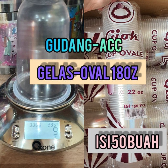 DKZD8504 TERMURAH Gelas Oval 18oz / Cup Oval 18 Oz / Gelas plastik Oval 18oz / U Cup 18 oz isi 50bua
