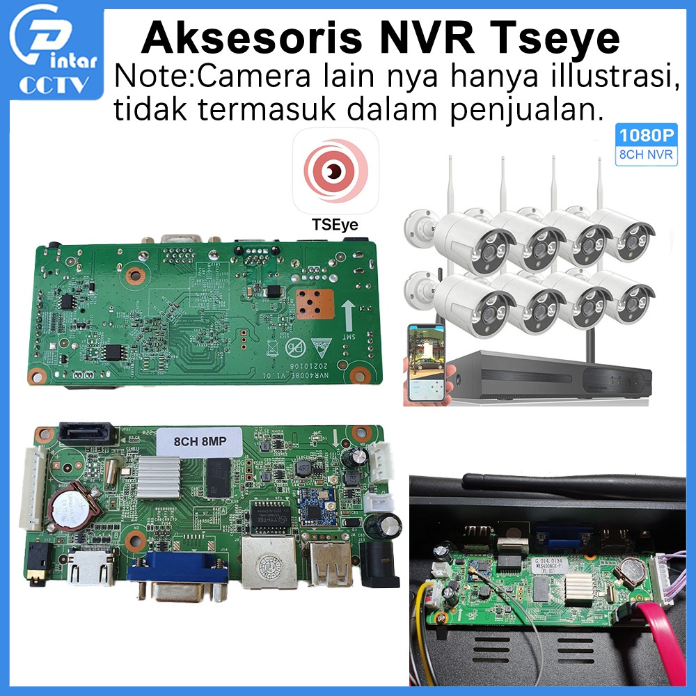 Asli CCTV NVR KIT 4CH 8CH mesin 8MP App tseye Aksesoris NVR kamera