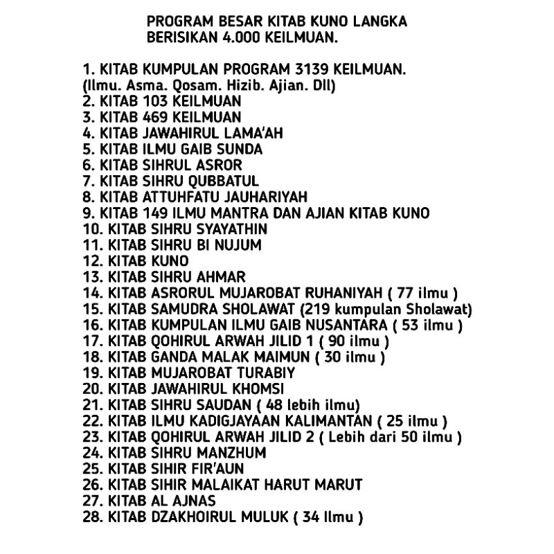 

PROGRAM GURU BESAR 28 KITAB KUNO LANGKA. (Berisikan 4000 lebih keilmuan)