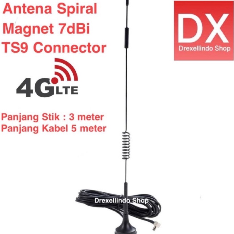 Ready stok Antena TS9 Spiral Magnet 7dbi 4G 3G 2G kabel 5 meter EF0