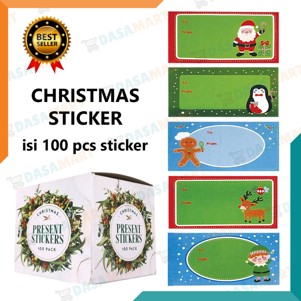 

CHRISTMAS STICKER ISI 100PCS LABEL NATAL STIKER