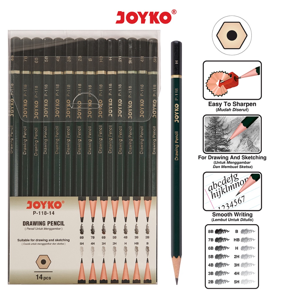 

Gr0sir Drawing Pencil Pensil Menggambar Joyko P-118-14 1 Set 14 Pcs Banyak Dicari