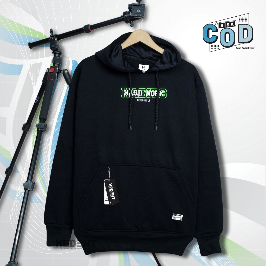 Hedent inv. Hodie Hitam Pria Distro Original Keren List Habits Simple Aesthetic Size M L XL XXL Over