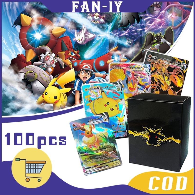 1 Pack 100 Pcs Kartu Pokemon Inggris Ori Kartu Koleksi Pokemon Kartu Flash Laser