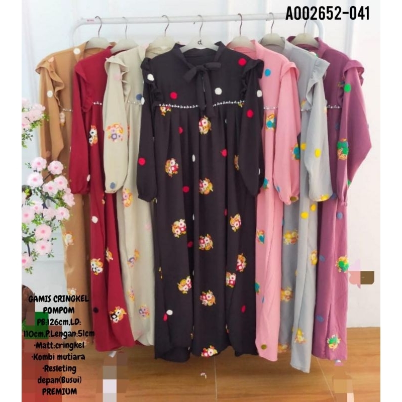 Gamis Dewasa Kringkel Pompom/Gamis Kringkel Murah