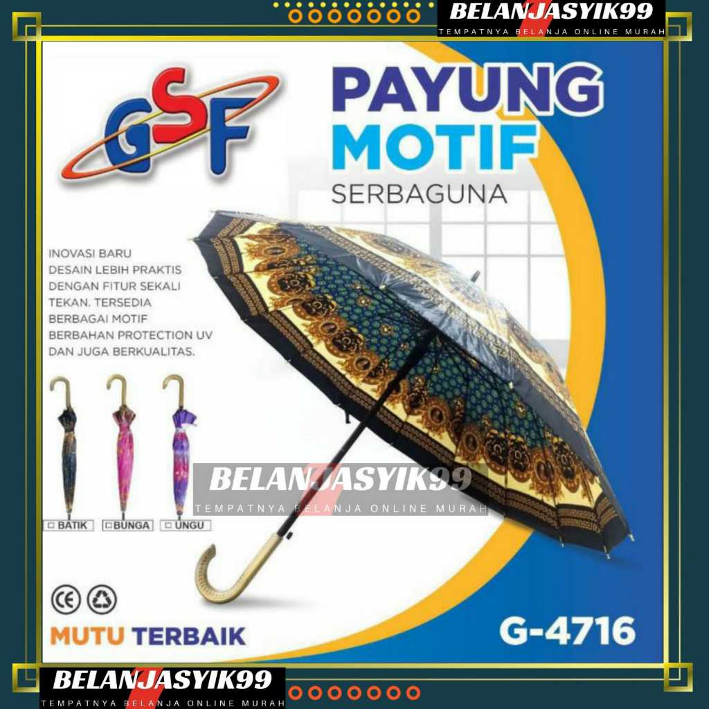 PAYUNG GSF G-4716 / PAYUNG MOTIF SERBAGUNA GSF 4716 / PAYUNG 16 JARI / PAYUNG SATIN DEWASA 16 JARI M