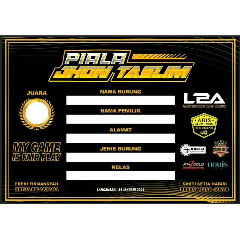 

Sertifikat Piagam Lomba Burung Berkicau Murah Free Desain