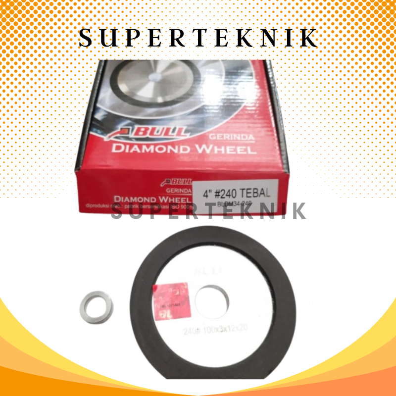 Diamond Asah Red 4 x 240 (Tebal) Bull / Diamond Asah Tebal 4" Grit 240 / Diamond Asah 4" X 240 Bull