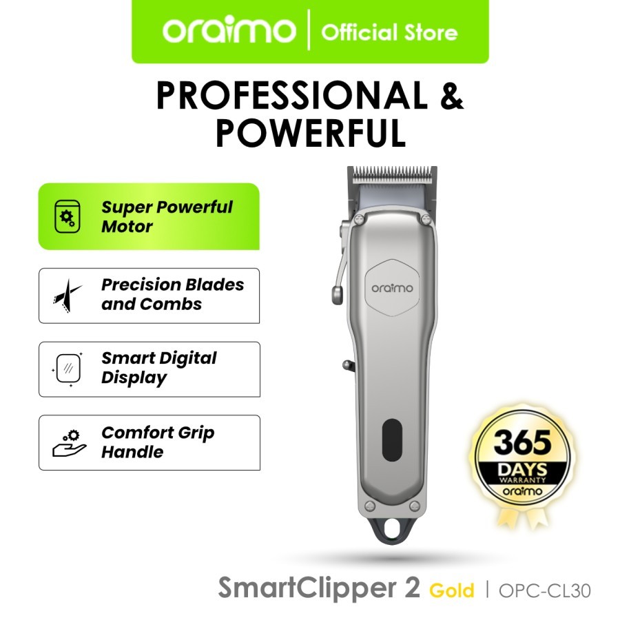 Oraimo Smart Clipper 2 OPC-CL30 - Pencukur Rambut Nirkabel, Baterai 2000mAh, LED, Silver