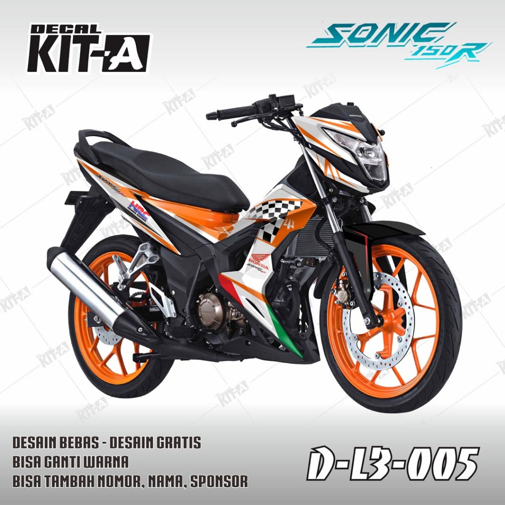 sticker decal motor sonic terbaru motif ROAD RACE PUTIH D-L3-005