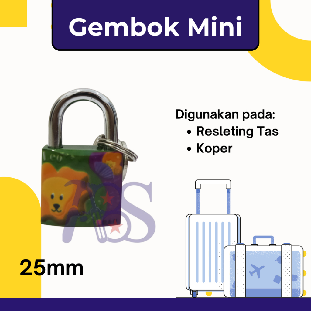 Gembok Mini Koper lucu zodiak 25 mm 3 kunci VYBA