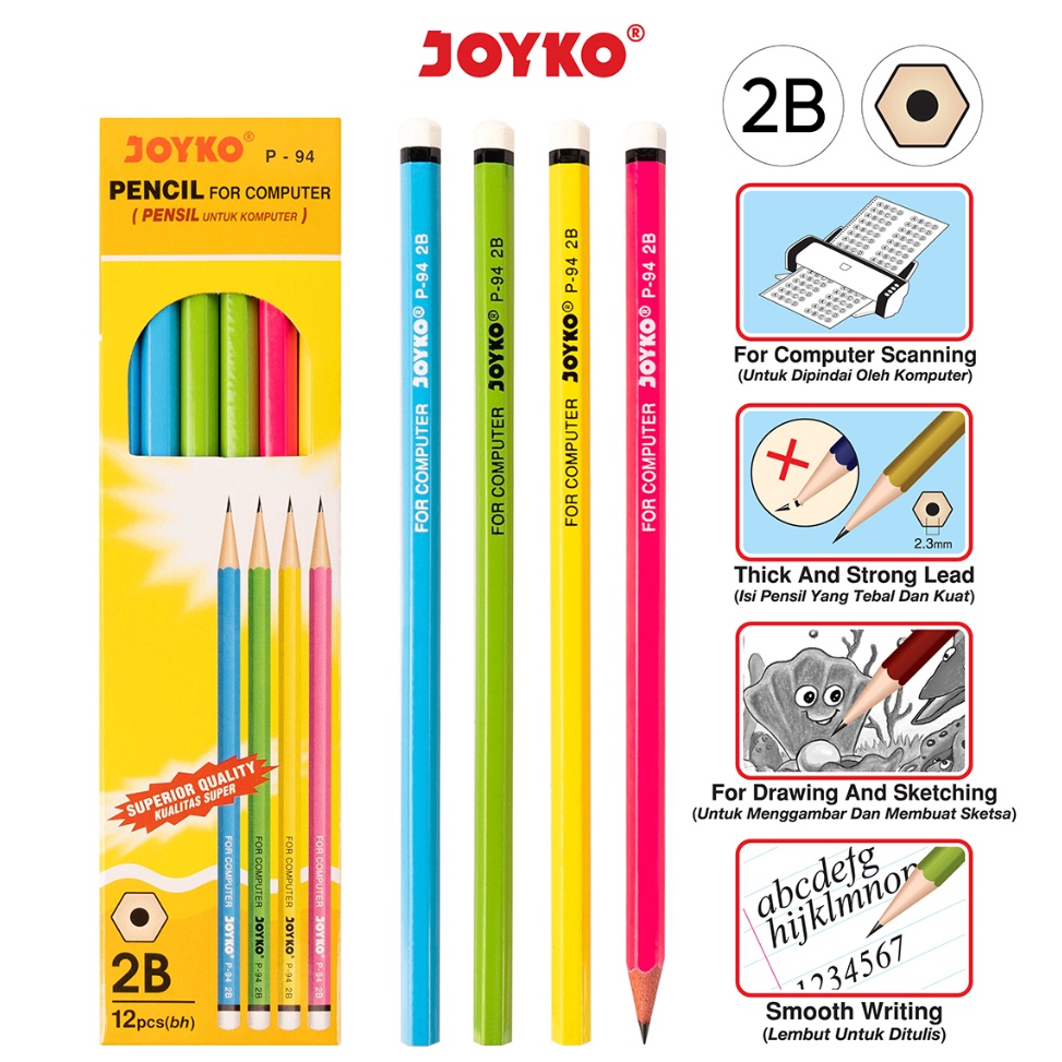 

Terl4ku. Pencil Pensil Joyko P-94 2B 1 BOX 12 PCS Big Promo