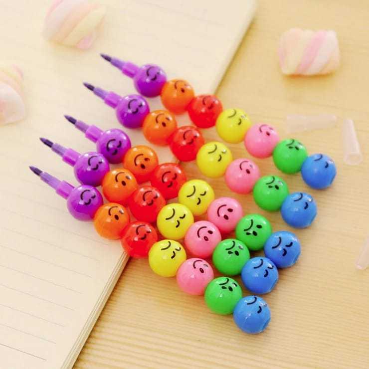 COD Pensil Warna Warni Karakter Emoji 7 Susun