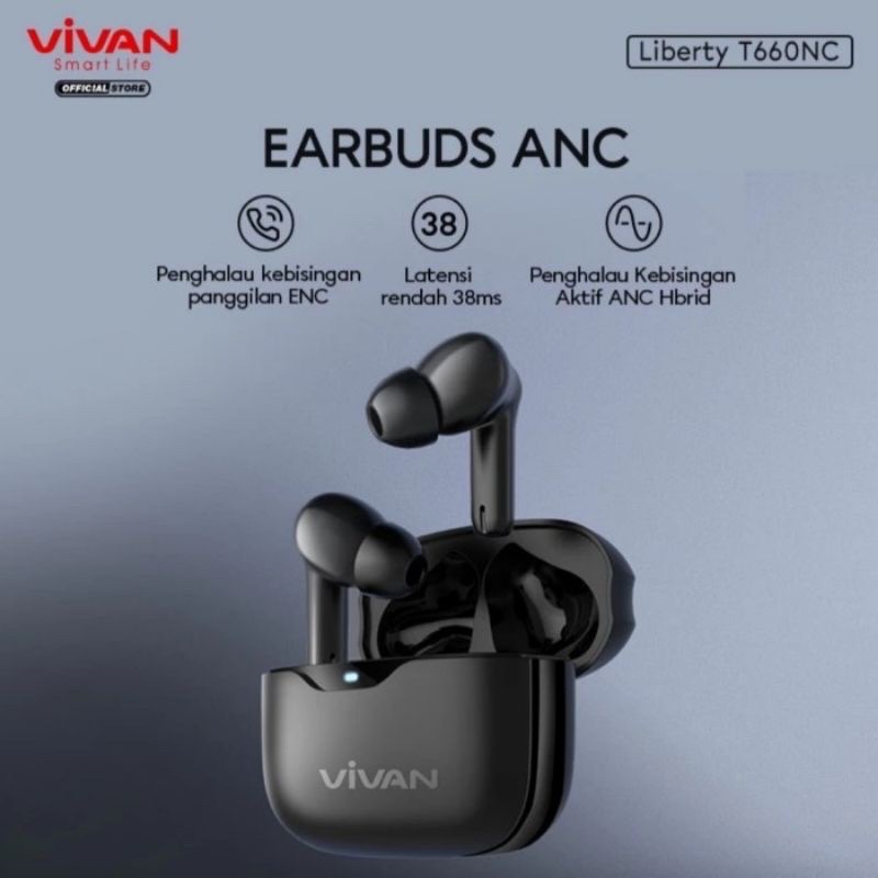 ￼Vivan Earphones Airbuds TWS Liberty T660NC Bluetooth 5.3 Headset