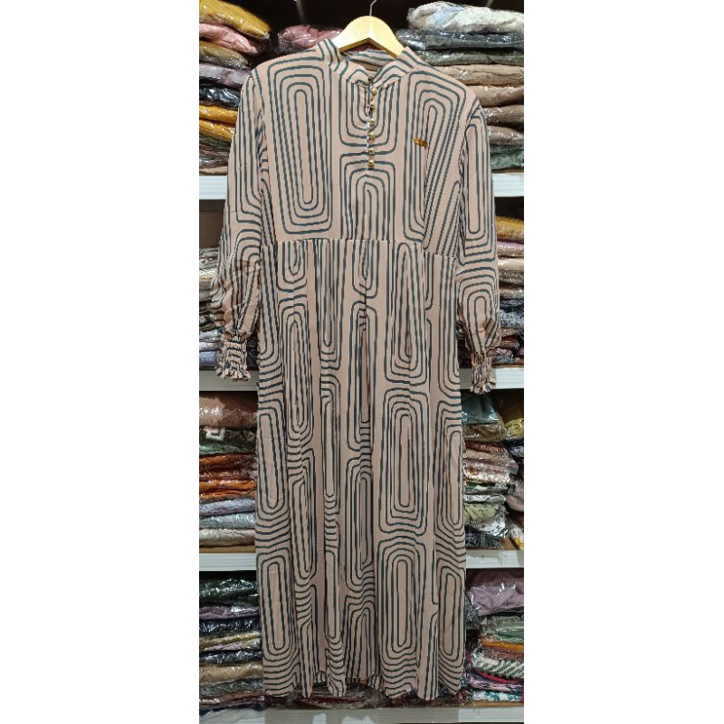 Gamis motif Garis Ceruty full furing