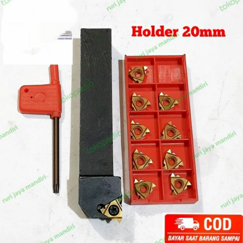 holder bubut holder drat luar 20mm SER2020K16 set insert 1box