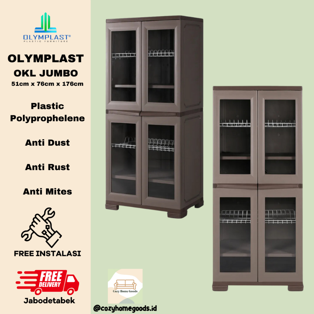 Lemari Piring Plastik 2 Tingkat - Lemari Dapur -  Rak Piring - Olymplast OKL Jumbo