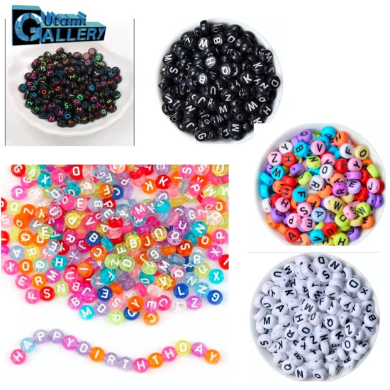 100pcs Manik Huruf Alfabet Mote Bulat Bahan Spacer Gelang Bahan Kerajinan Gelang