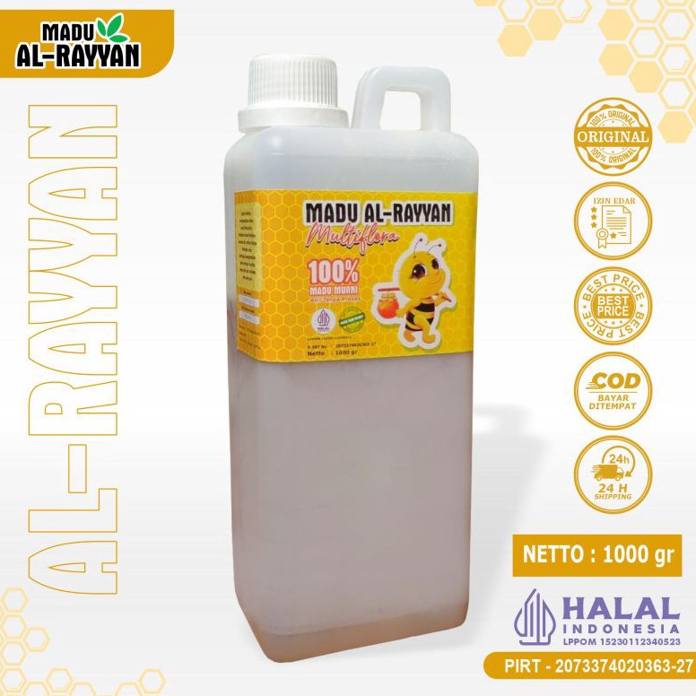 

Gr0sir Madu Murni Raw Honey 1kg - Madu Asli | Madu Al rayyan [250]