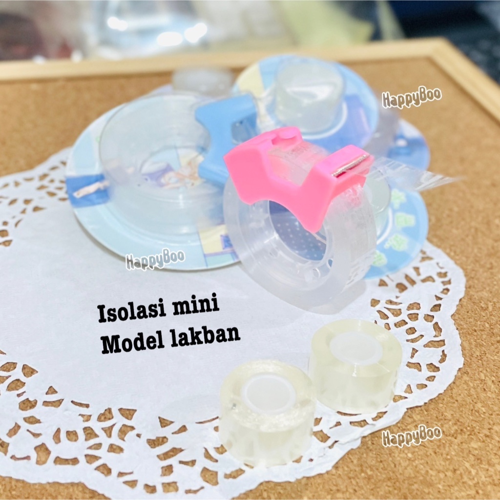 

isolasi Lakban bening kecil set stationery stationary pemotong isolasi + refill lakbe selotip