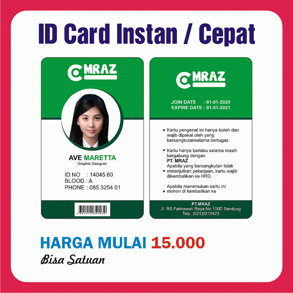 

CETAK ID CARD SATUAN | BAHAN PVC