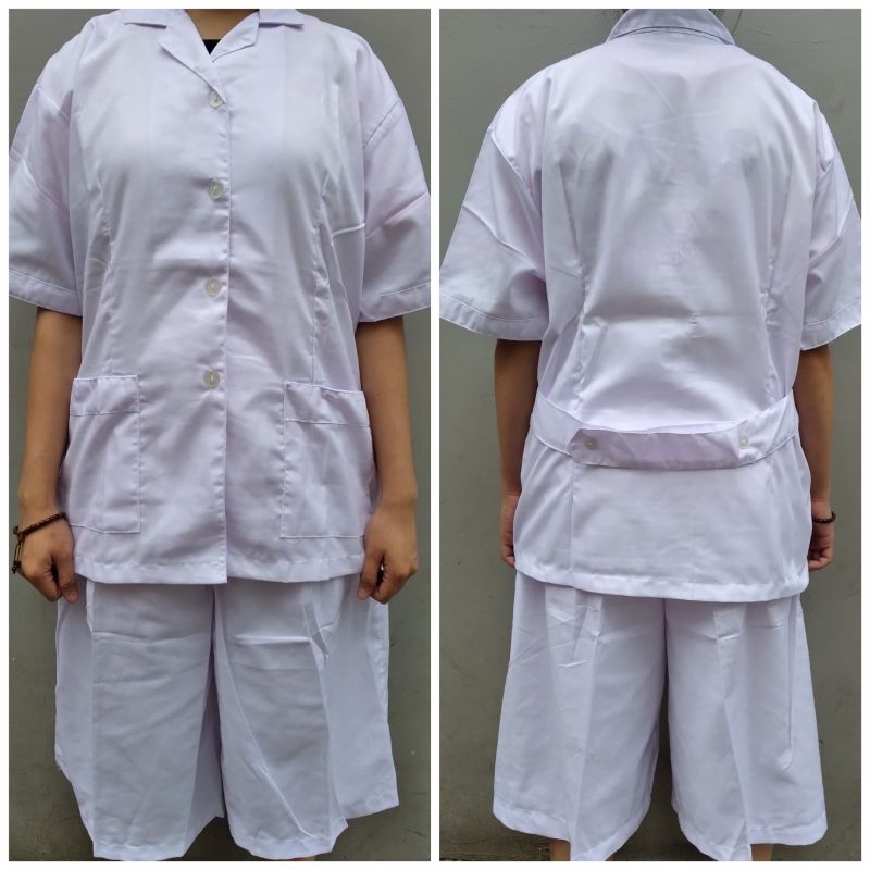 Seragam Suster Celana Kulot - Baju Suster - Baju Nanny PUTIH POLOS