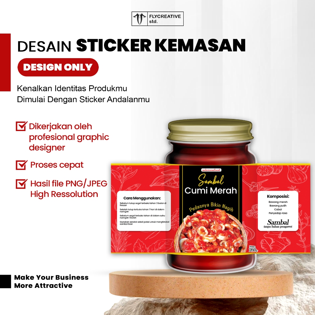 Desain Sticker Kemasan Makanan, Botol, Box Custom