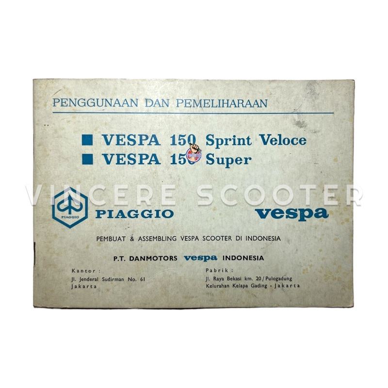 Buku Manual Book Vespa Super Sprint Veloce