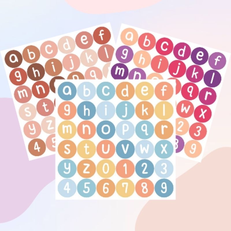 

Sticker Alphabet Huruf Angka Kecil Ombre Pastel Aesthetic Doff Deco